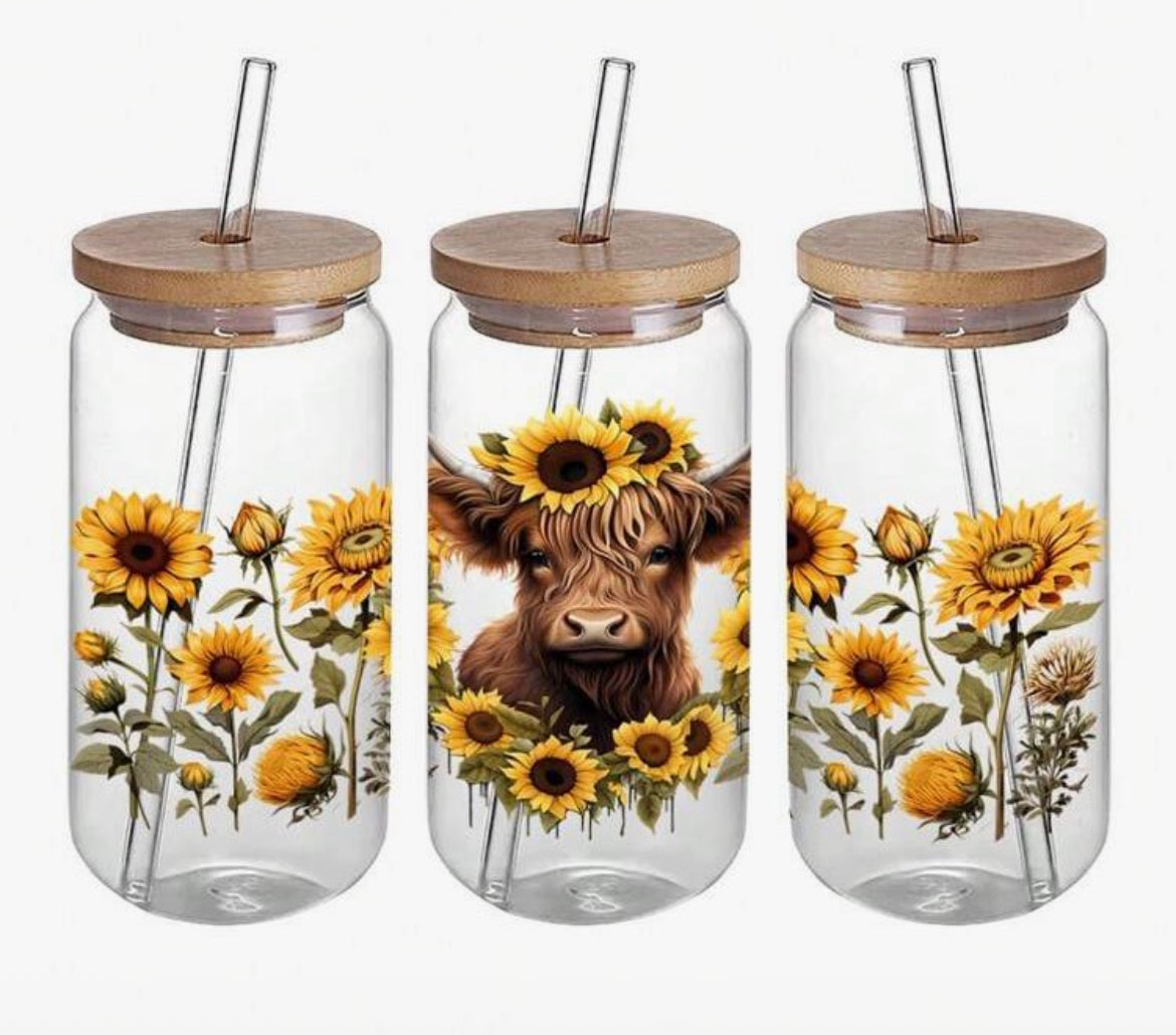 Verre vache tournesol