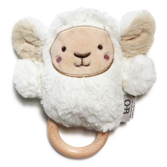 Hochet peluche mouton avec anneau de dentition