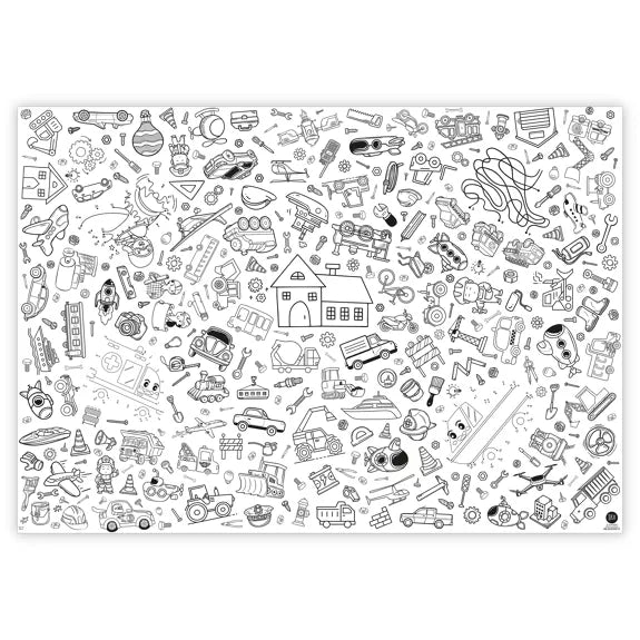 Nappe à colorier motif Véhicules et Chantier